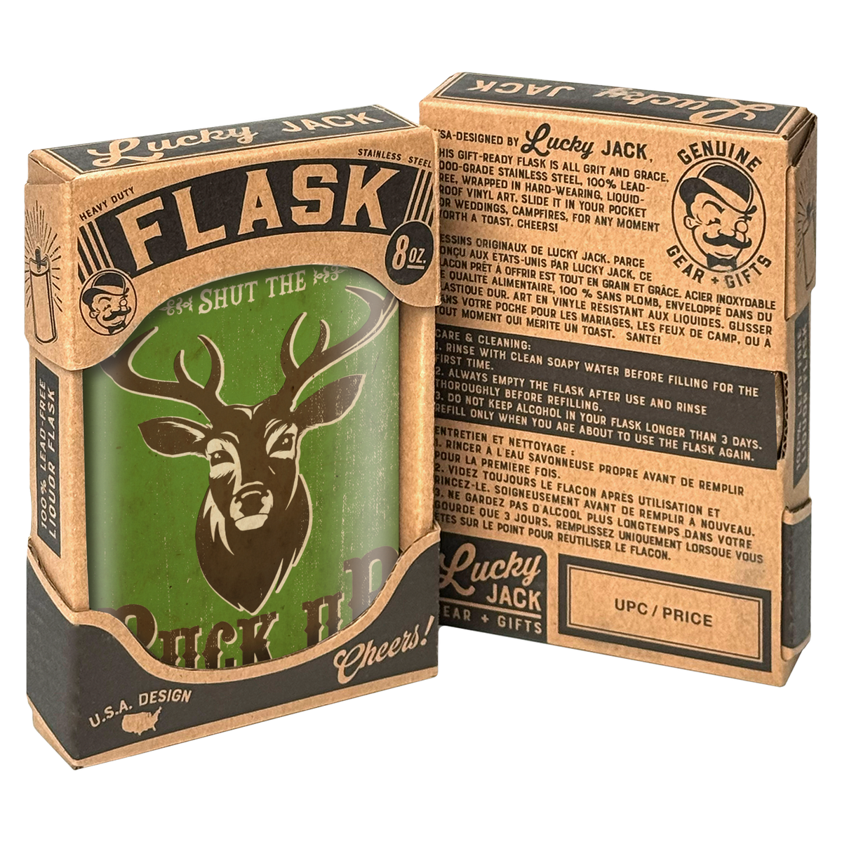 Shut the Buck Up Funny Stainless Steel Hip Flask – 8 oz Hunting Gift Flask