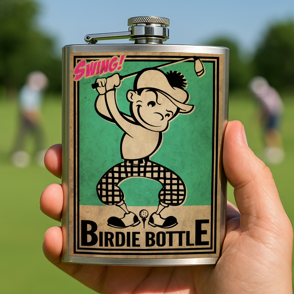 Birdie Bottle Stainless Steel Hip Flask – 8 oz Golf Gift Flask