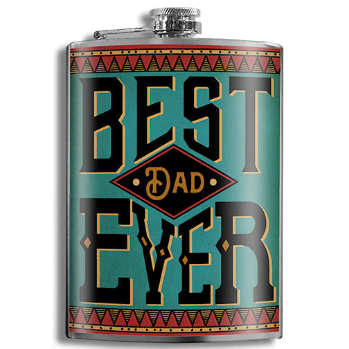 Best Dad Ever stainless steel hip flask with gift box, 8 oz capacity
