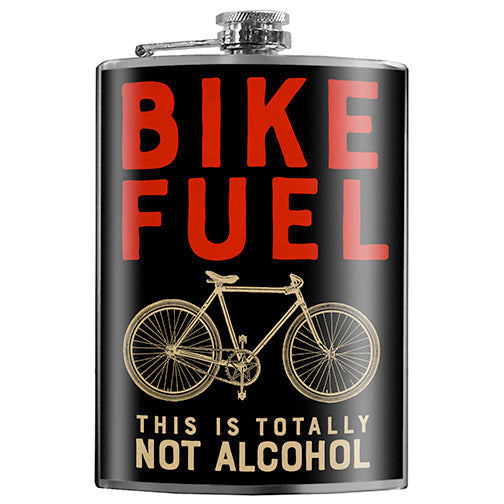 Bike Fuel funny stainless steel hip flask with bicycle design, 8 oz capacity