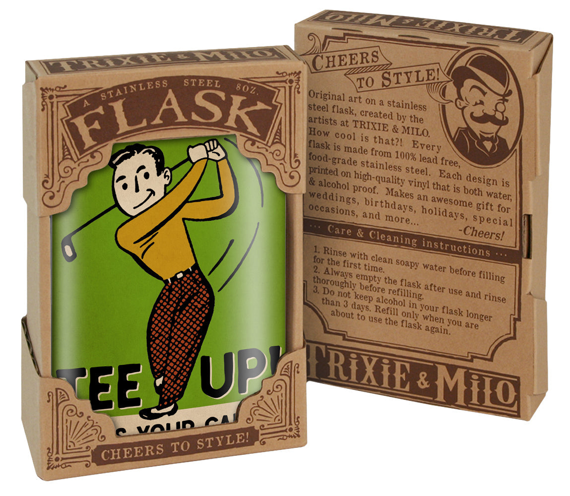 Who’s Your Caddy? Funny Stainless Steel Hip Flask – 8 oz Golf Gift Flask