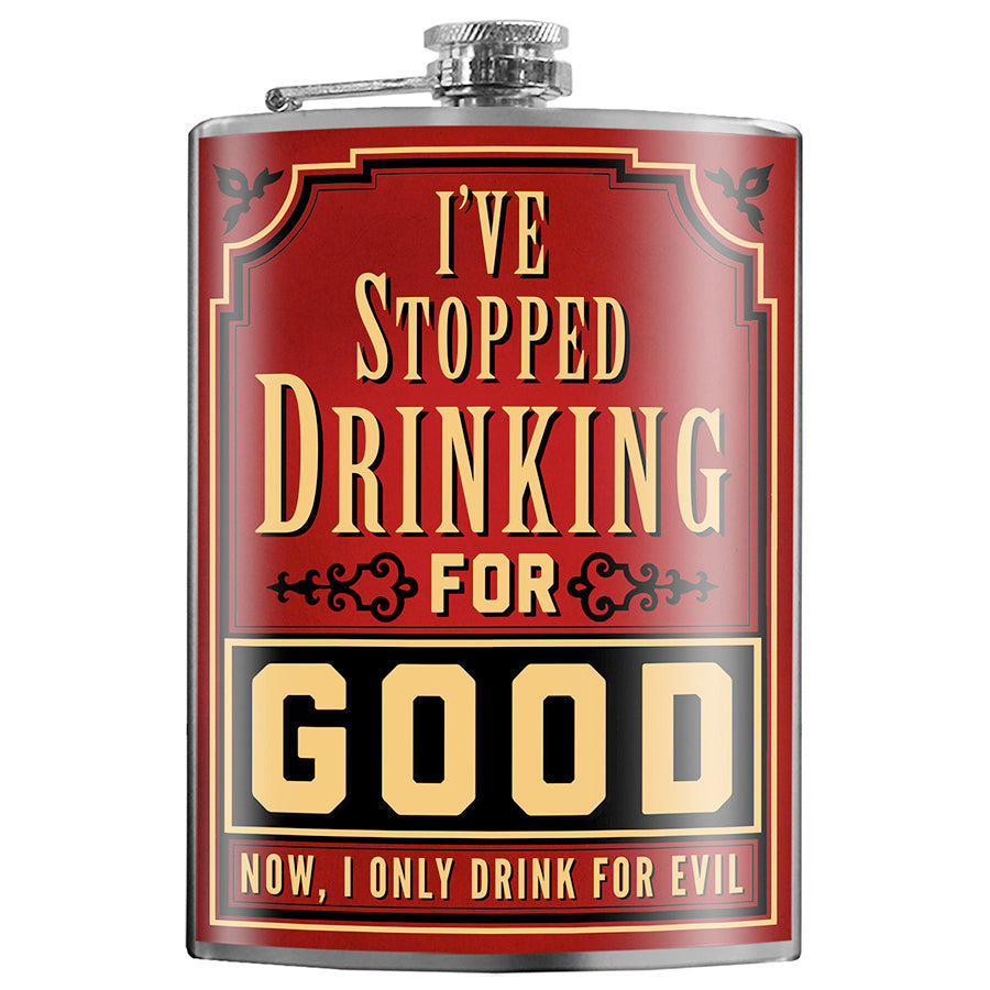 I’ve Stopped Drinking For Good funny stainless steel hip flask with gift box, 8 oz capacity