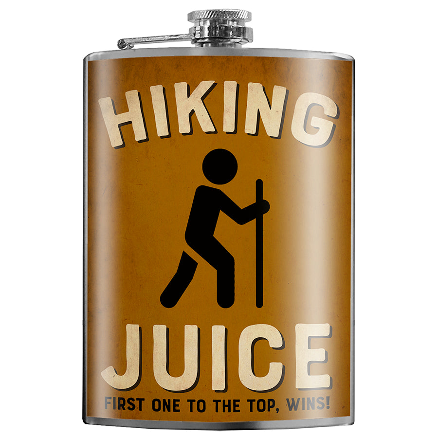 Hiking Juice funny stainless steel hip flask with gift box, 8 oz capacity
