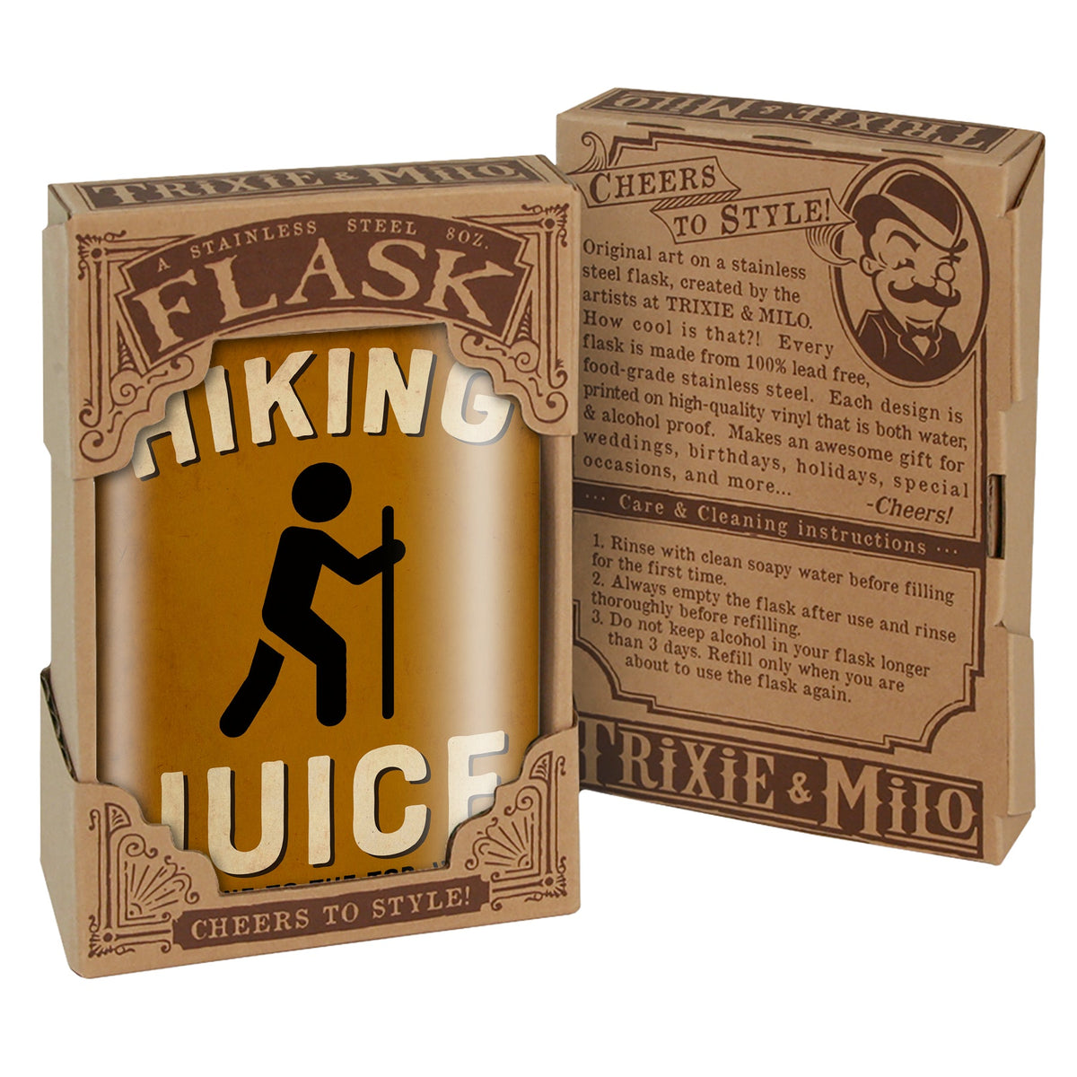 Hiking Juice Funny Stainless Steel Hip Flask – 8 oz Adventure Flask