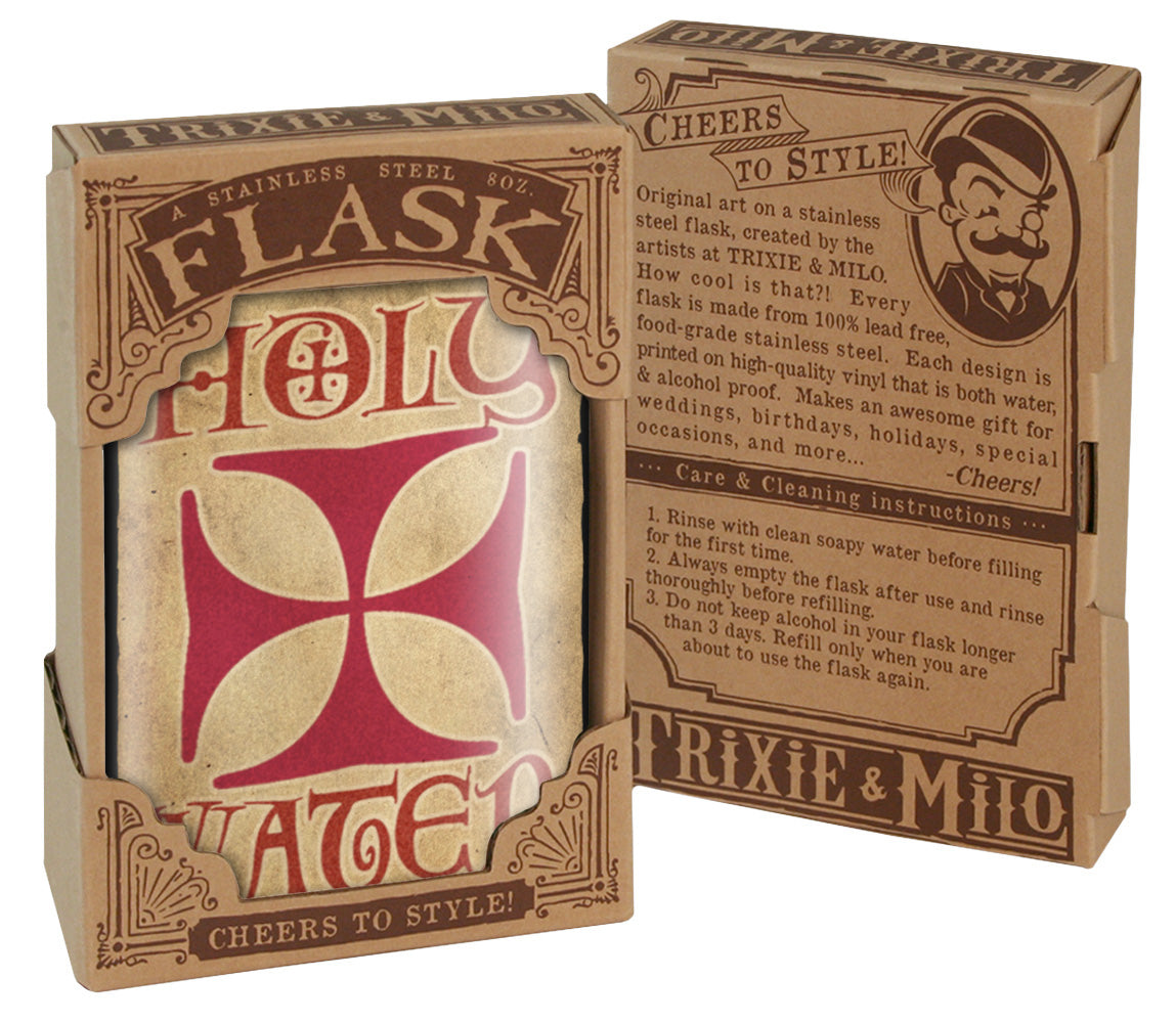 Holy Water Funny Stainless Steel Hip Flask – 8 oz Religious Humor Gift Flask