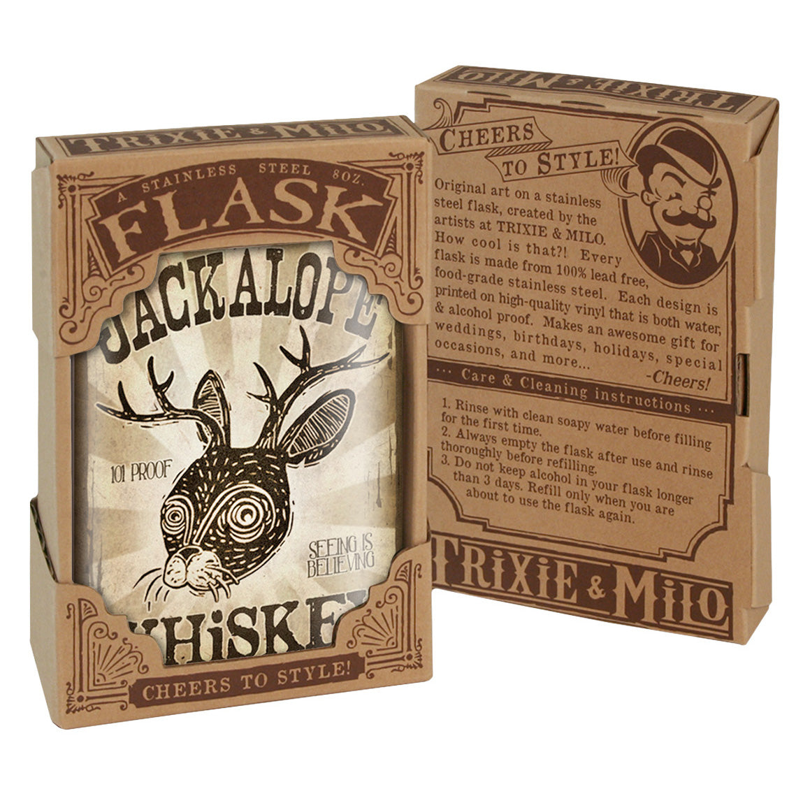 Jackalope Whiskey Stainless Steel Hip Flask – 8 oz Mythic Western Gift Flask