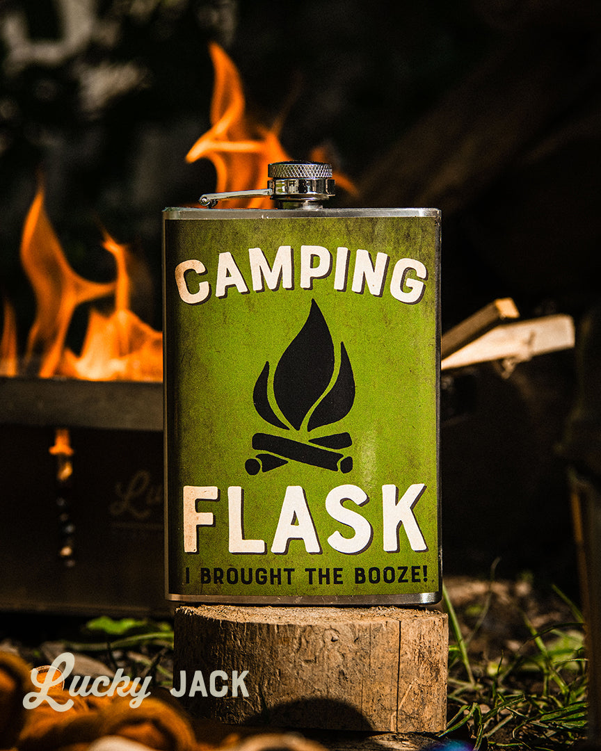 Camping Flask Funny Stainless Steel Hip Flask – 8 oz Outdoor Adventure Flask