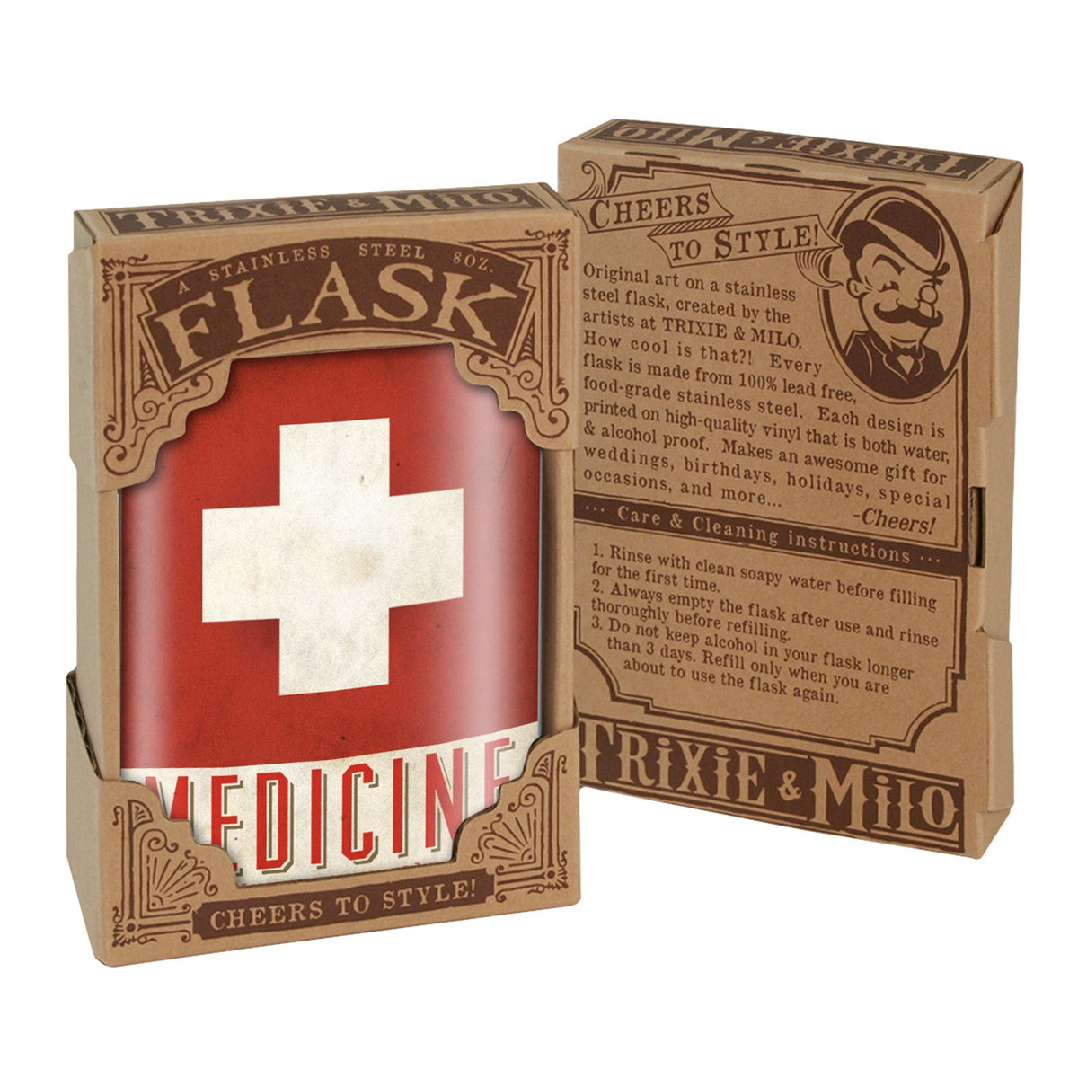 Medicine Stainless Steel Hip Flask – 8 oz Funny Medical Humor Gift Flask