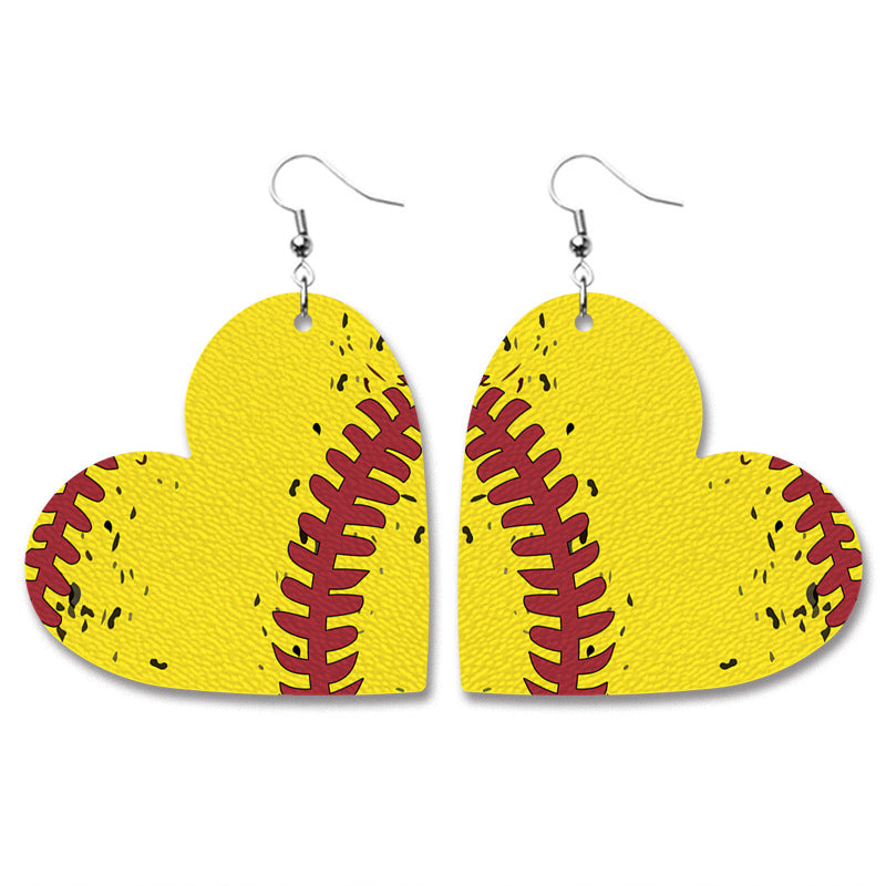 Softball Sport-Heart Earrings — Team Packs — supplier-provided product image