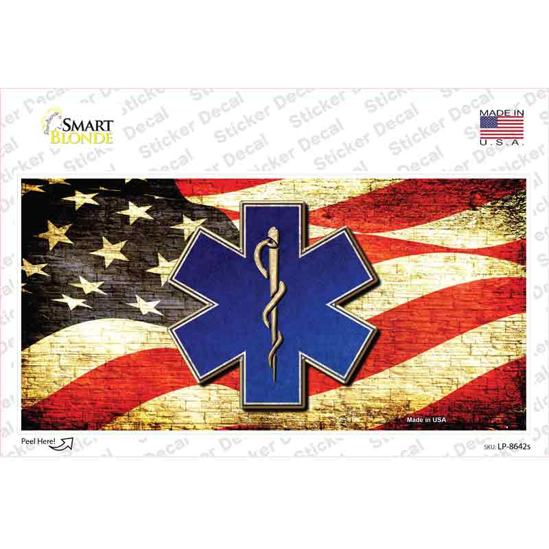 EMT Logo With USA Flag Novelty Sticker Decal