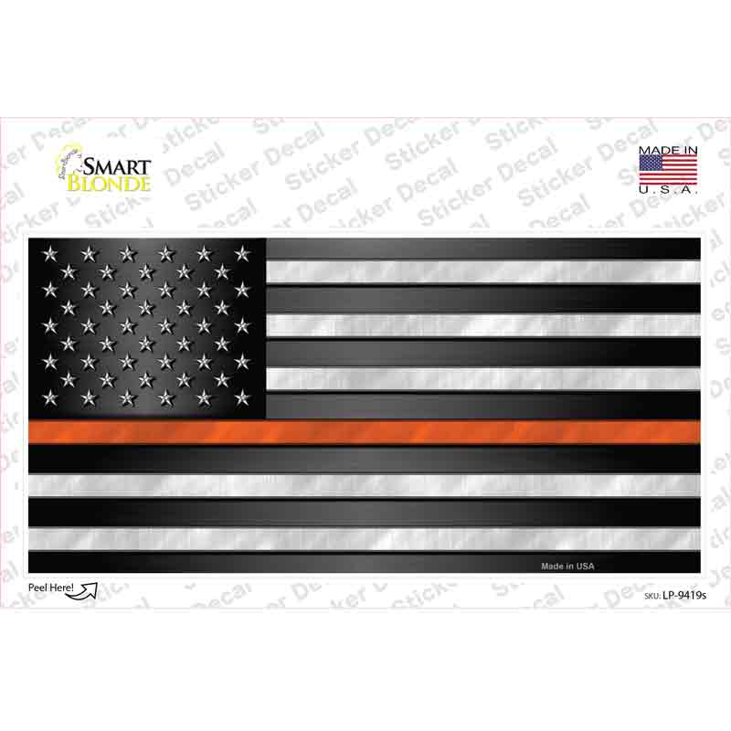 American Flag Thin Orange Line Novelty Sticker Decal