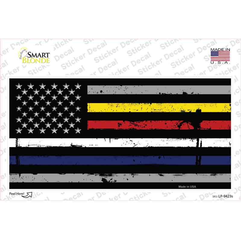 American Flag Police / Fire / EMS Novelty Sticker Decal