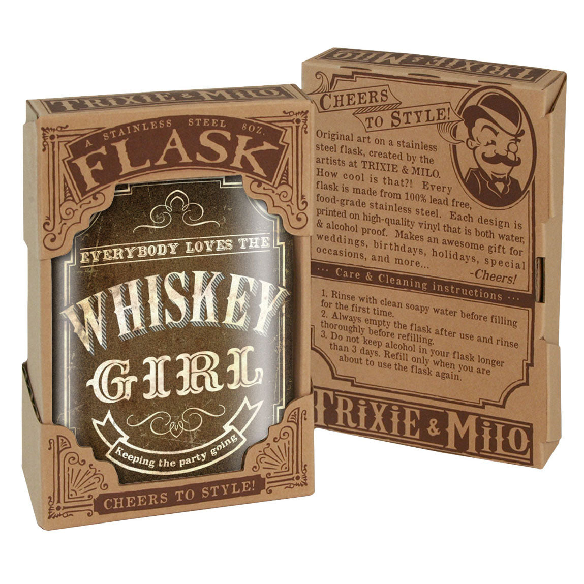 Whiskey Girl Stainless Steel Hip Flask – 8 oz Bold Whiskey Gift Flask