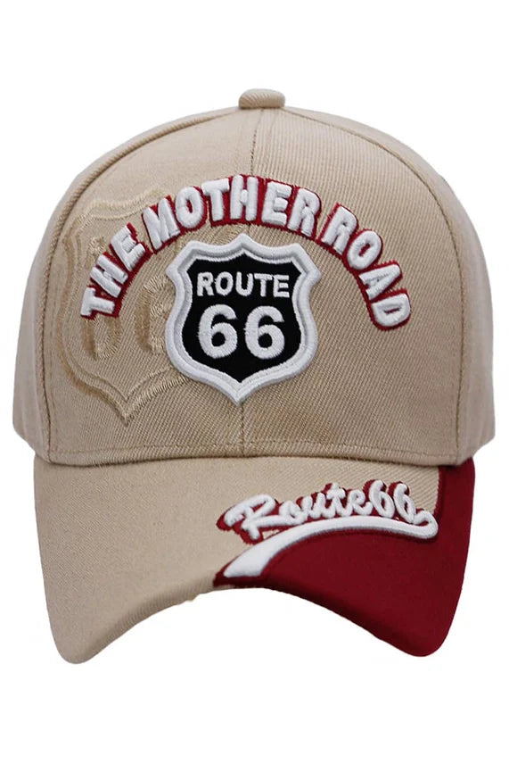 Route 66 “The Mother Road” Arc Logo Baseball Cap – Adjustable