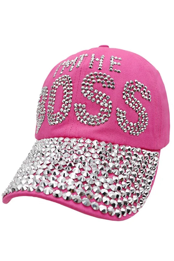 I’M THE BOSS Rhinestone Denim Baseball Cap – Bling Strap Back