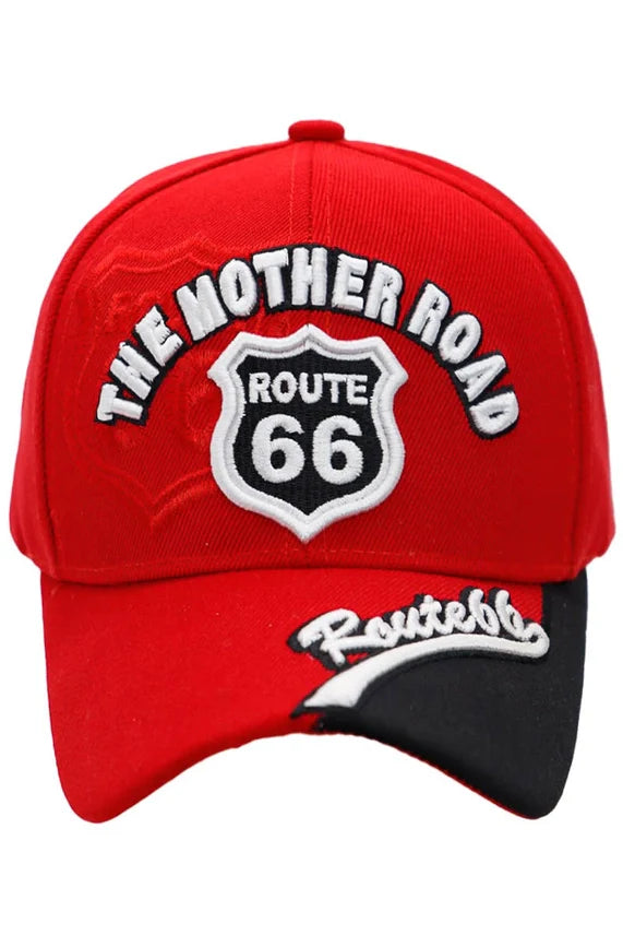 Route 66 “The Mother Road” Arc Logo Baseball Cap – Adjustable