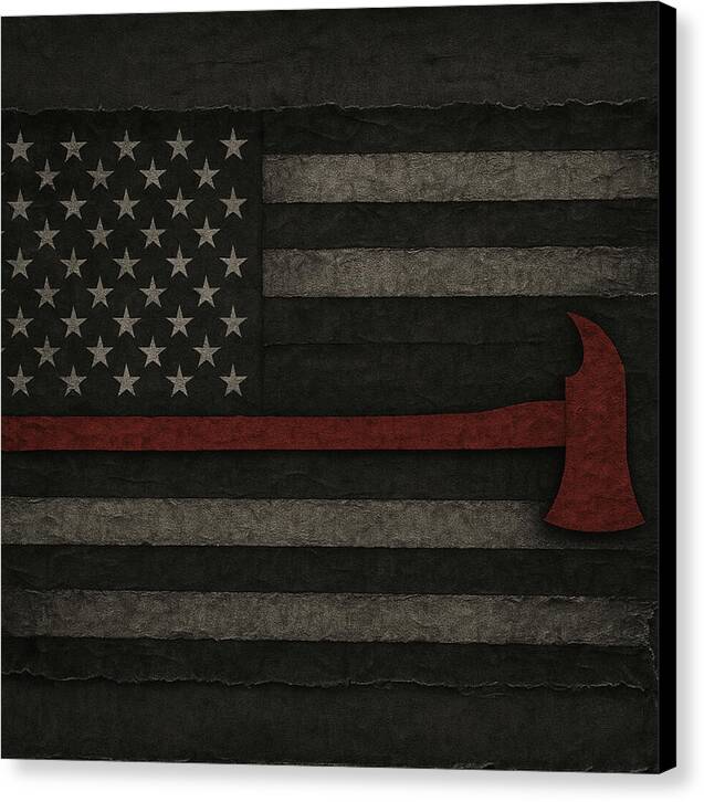 American Flag with Red Axe - Canvas Print
