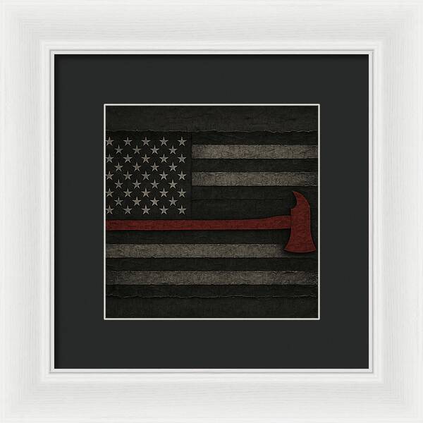 American Flag with Red Axe - Framed Print