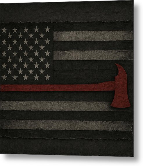 American Flag with Red Axe - Metal Print