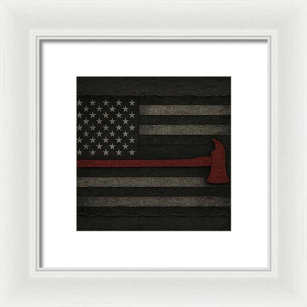 American Flag with Red Axe - Framed Print