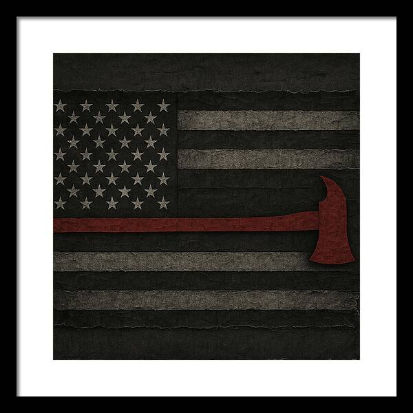 American Flag with Red Axe - Framed Print