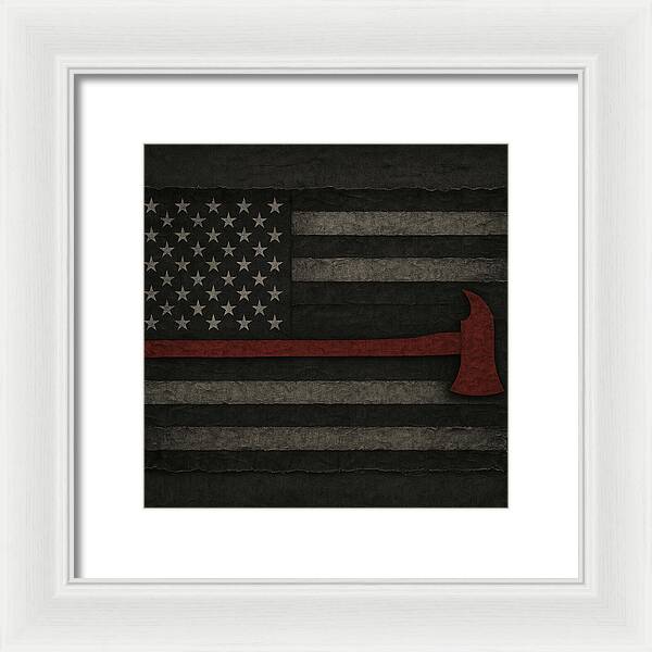 American Flag with Red Axe - Framed Print