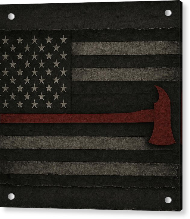 American Flag with Red Axe - Acrylic Print