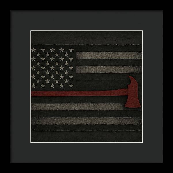 American Flag with Red Axe - Framed Print