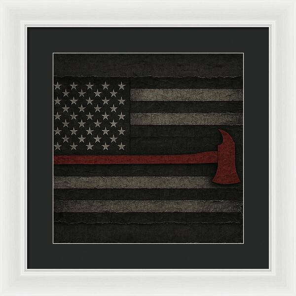 American Flag with Red Axe - Framed Print