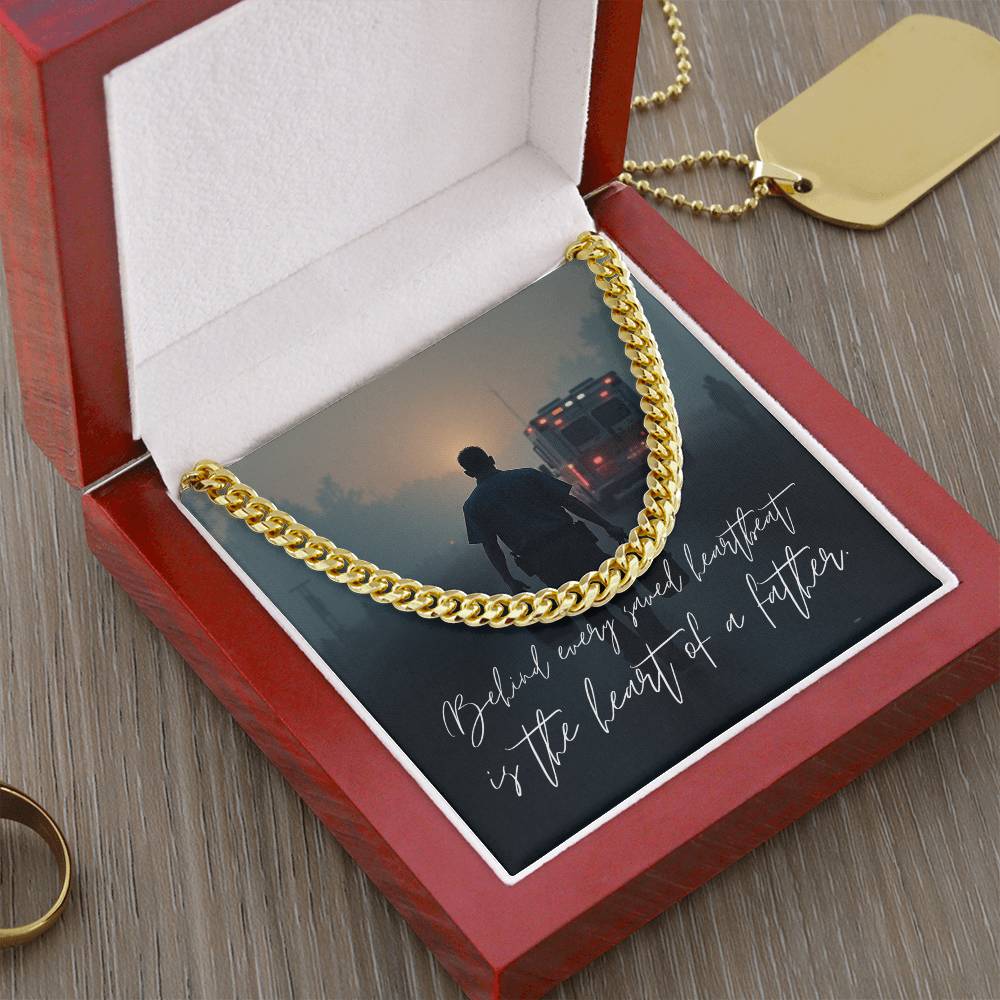 “Behind Every Saved Heartbeat” Paramedic Father Cuban Link Chain