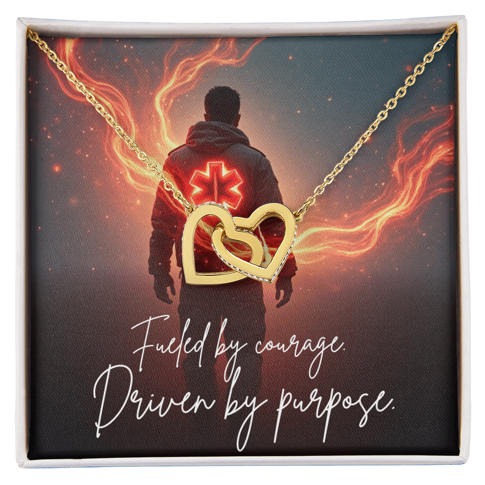 “Fueled by Courage, Driven by Purpose” Interlocking Hearts Necklace