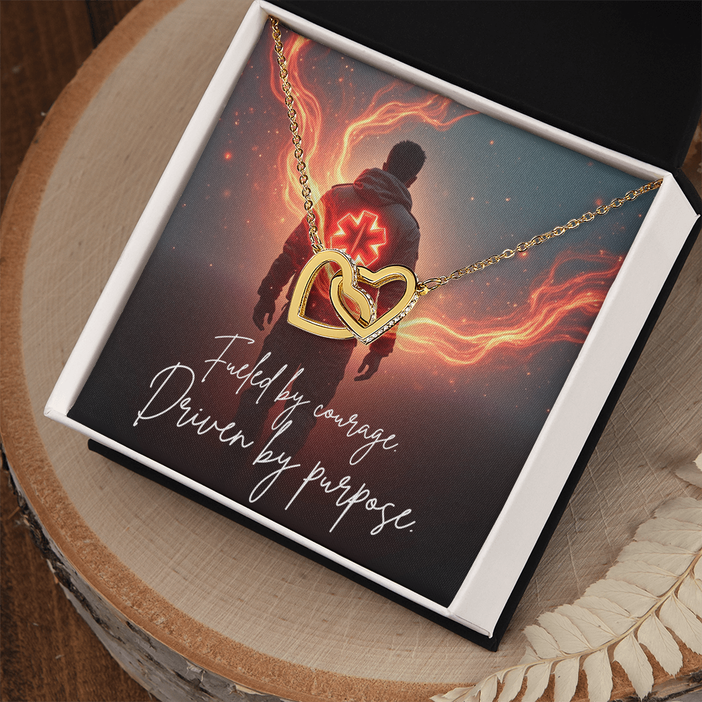 “Fueled by Courage, Driven by Purpose” Interlocking Hearts Necklace