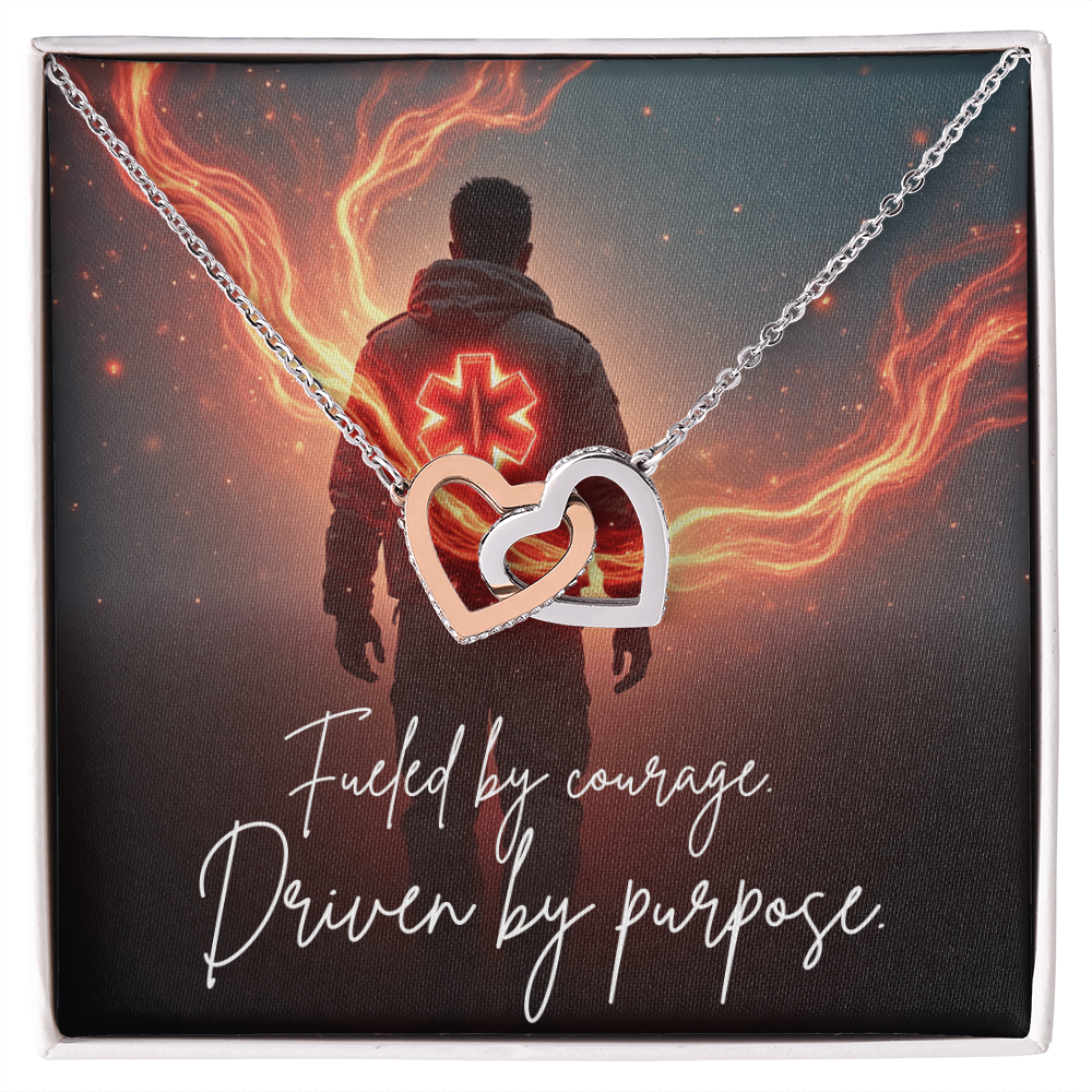 “Fueled by Courage, Driven by Purpose” Interlocking Hearts Necklace