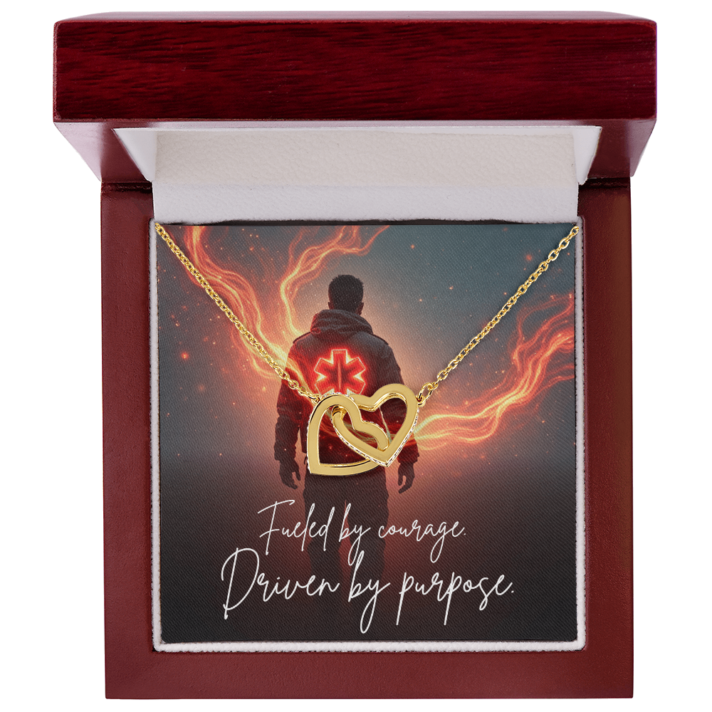 “Fueled by Courage, Driven by Purpose” Interlocking Hearts Necklace