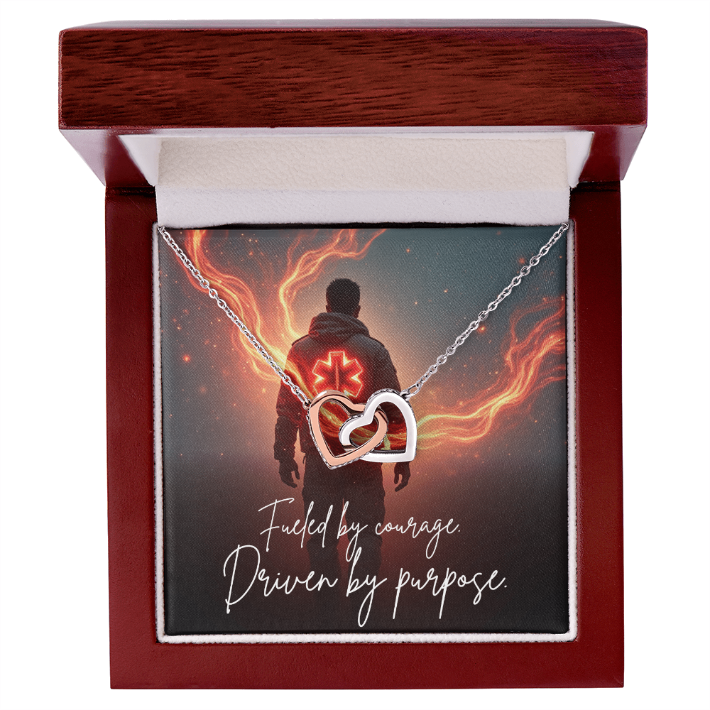 “Fueled by Courage, Driven by Purpose” Interlocking Hearts Necklace