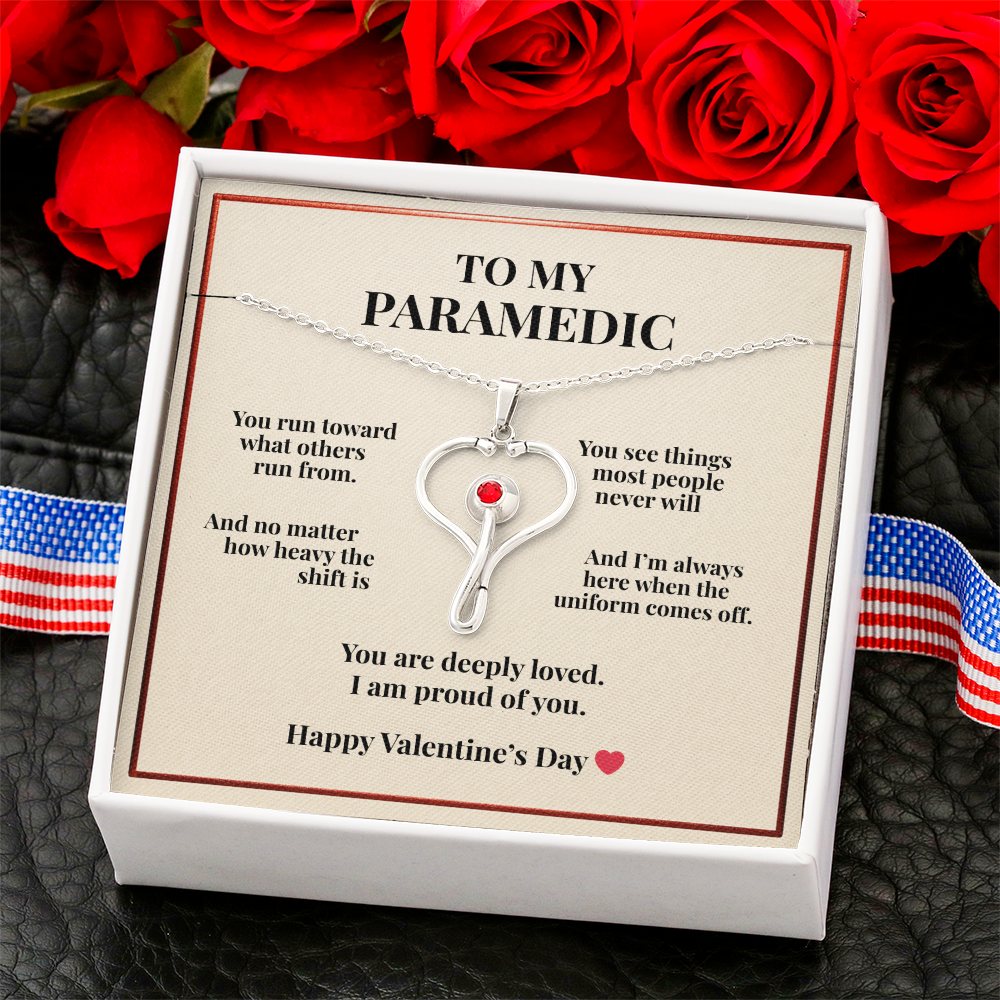To My Paramedic Heart Stethoscope Necklace – A Valentine's Gift She'll Never Forget