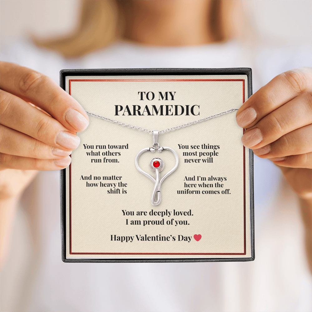To My Paramedic Heart Stethoscope Necklace – A Valentine's Gift She'll Never Forget