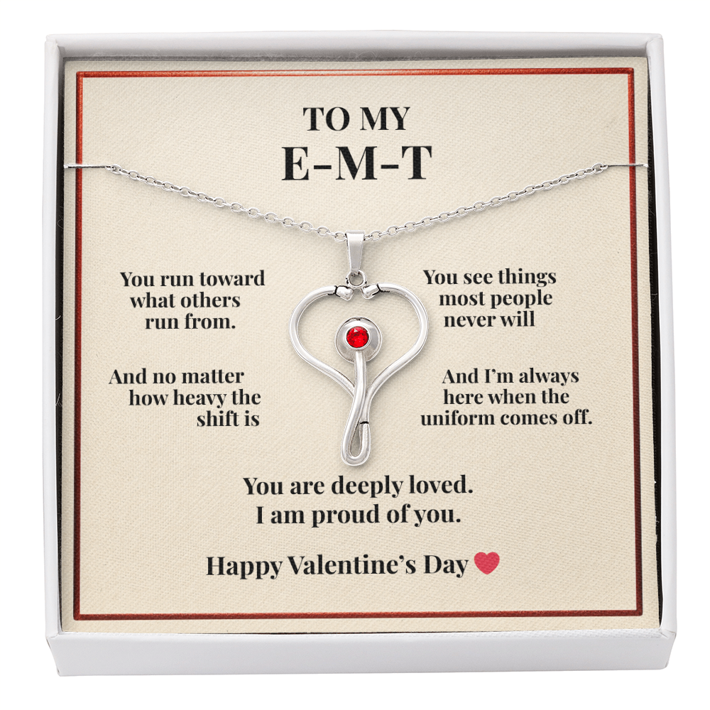 To My EMT Necklace – “You Are Deeply Loved” Heart Stethoscope Pendant | Valentine's Gift