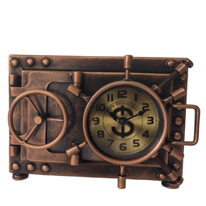 Ship Cabin Door Style Metal Table Clock with Piggy Bank – Nautical Desk & Office Decor