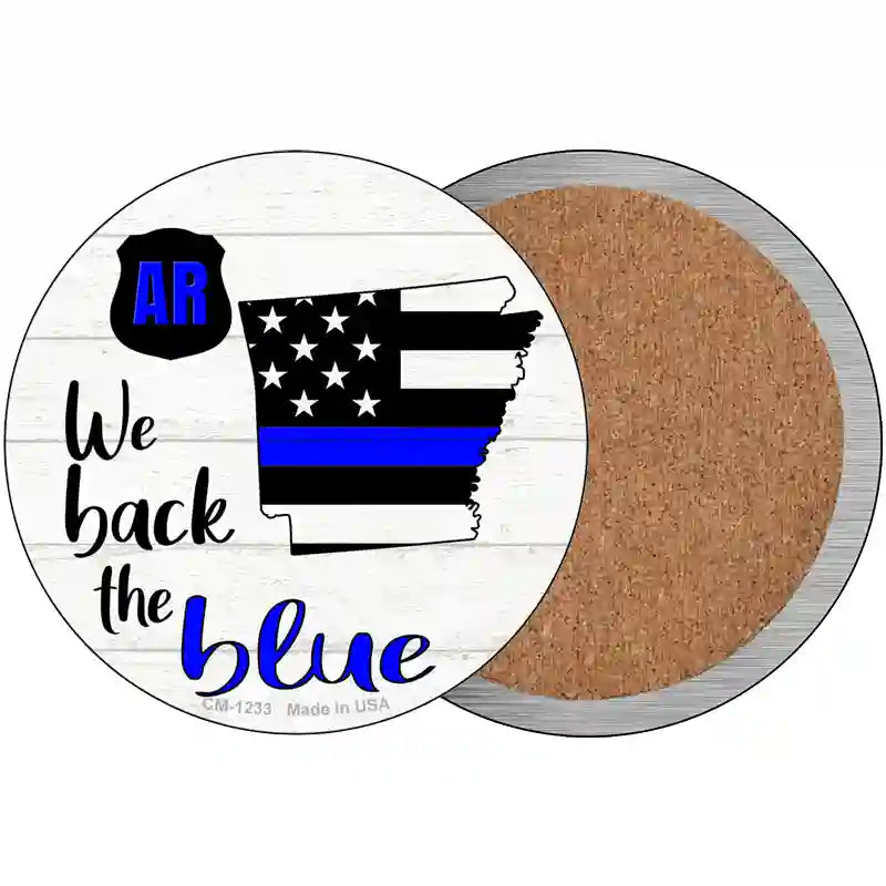 Back the Blue state outline circle coaster set of four law enforcement support coasters