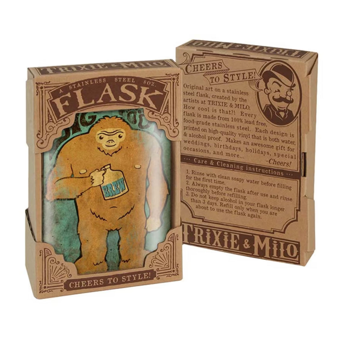 Bigfoot Stainless Steel Hip Flask – 8 oz Funny Cryptid Gift Flask
