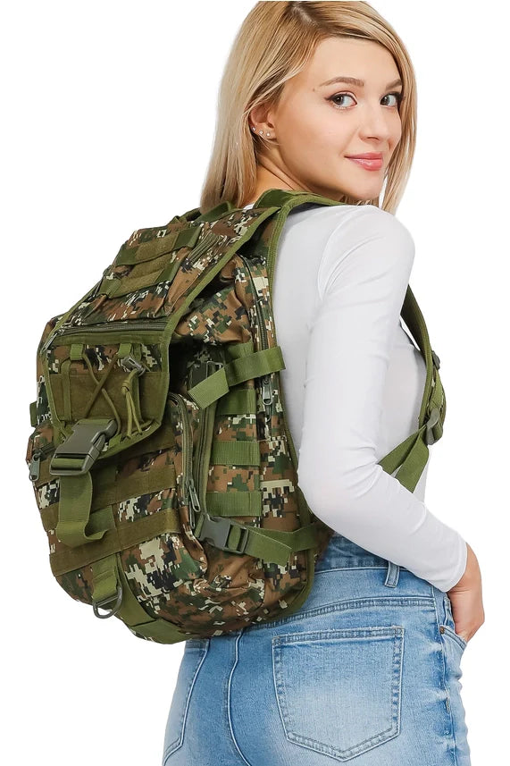 Tactical utility heavy duty polyester backpack with rugged construction