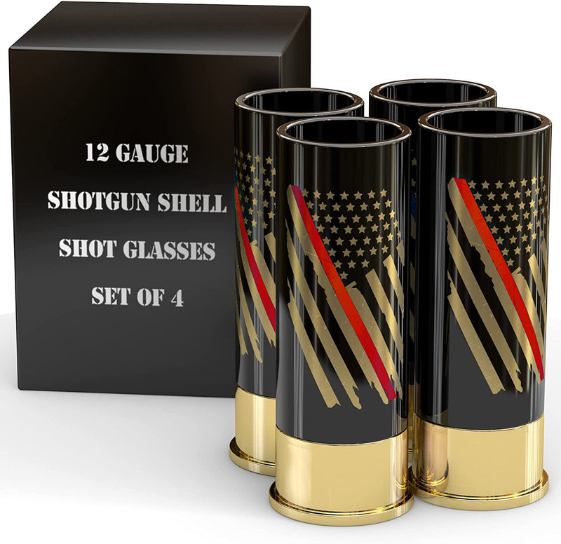 firefighter thin red line 12 gauge shell shot glasses