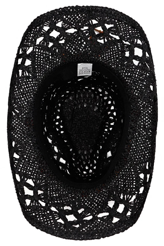 Beaded Crochet Straw Cowboy Hat – Crushable Wired Brim