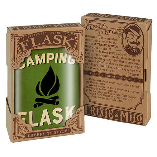 Camping Flask Funny Stainless Steel Hip Flask – 8 oz Outdoor Adventure Flask