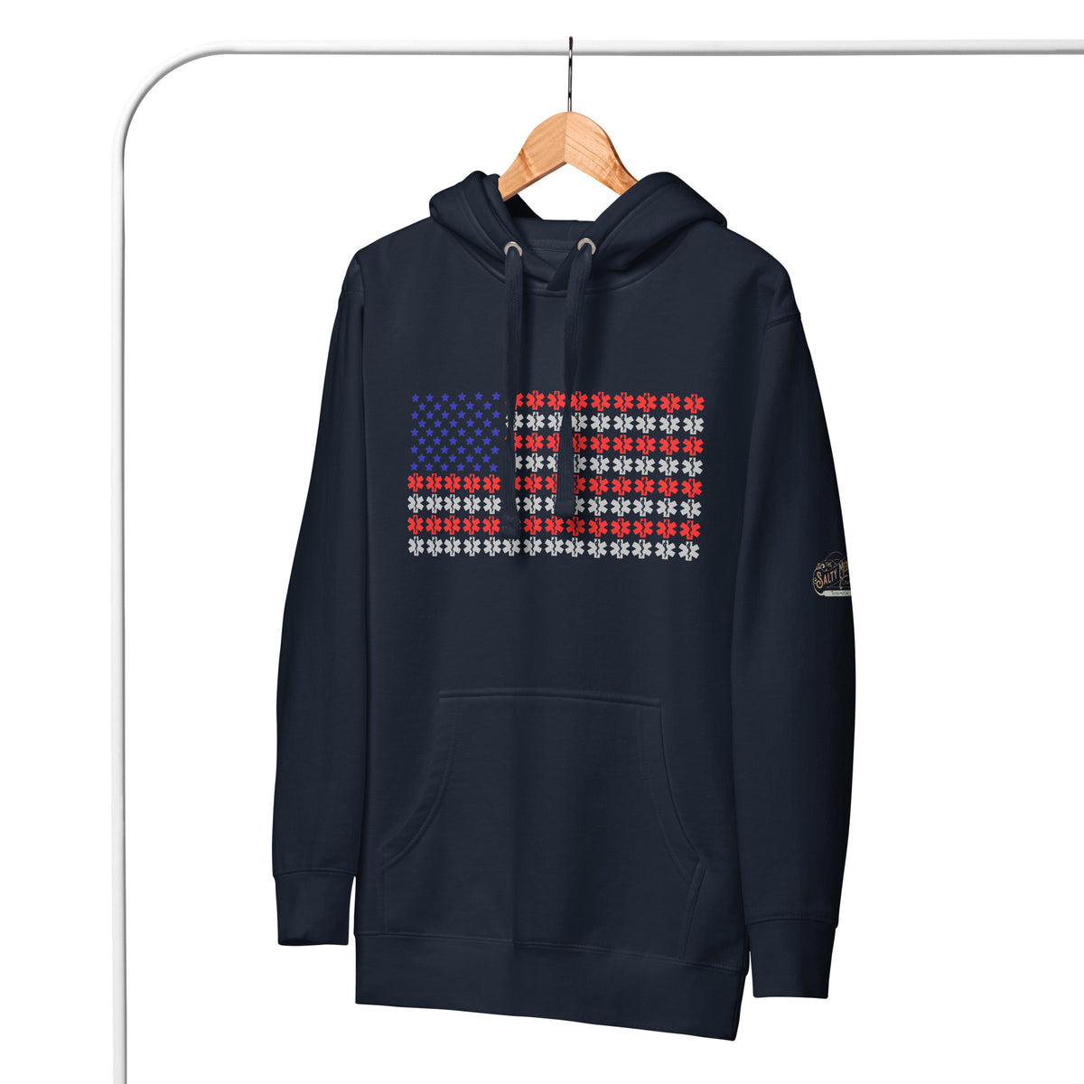The Salty Medic Premium EMS Flag Hoodie – Heavyweight First Responder Pullover
