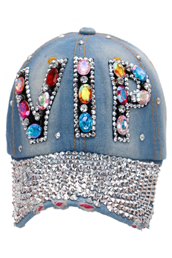 VIP Rhinestone Baseball Cap – Colorful Gem Embellished