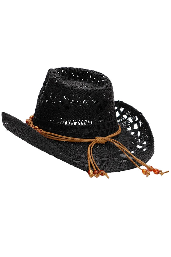Beaded Crochet Straw Cowboy Hat – Crushable Wired Brim