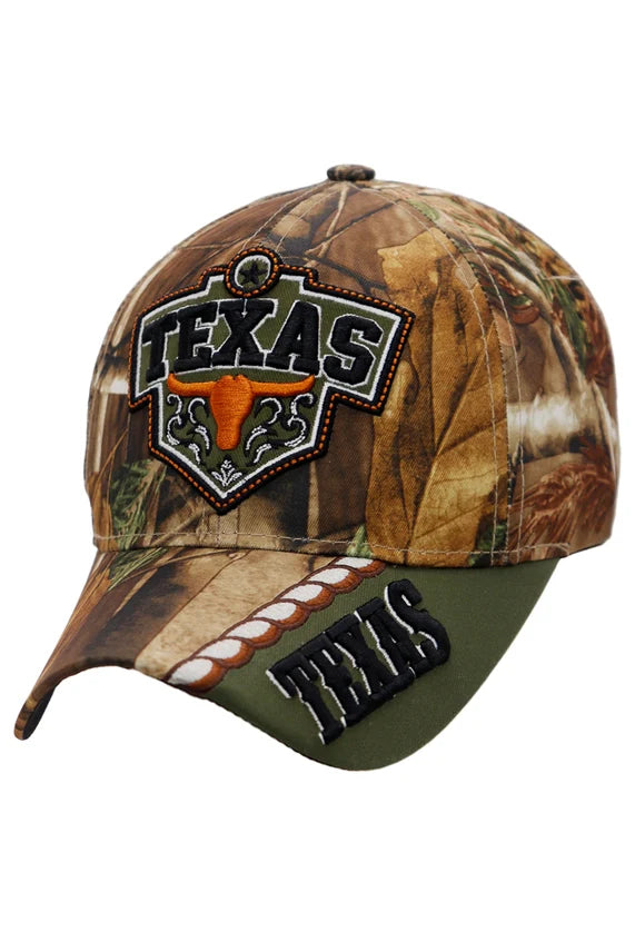 Texas Longhorn Embroidered Baseball Cap – Curved Bill Velcro Back