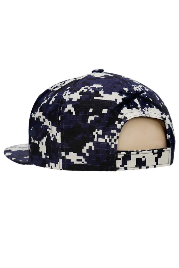 Crossed Rifle USA Flag Flat Brim Cap – Digital Camo Five Panel